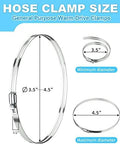 4 inch stainless steel hose clamps adjustable size 3.5 to 4.5 inches for automotive and plumbing use