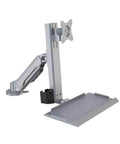 Rock Solid Air Pressure Single Monitor Mount With Butter Smooth Height Adjustment Fits 15 To 32 Inch Screens Secure Desk Clamp Stand For Your Epic Gaming Or Office Setup In Silver, sleek aluminum design.