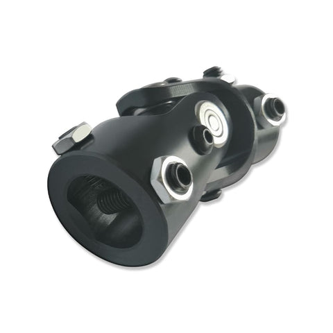 Universal Steering U Joint 1 Inch DD X 1 Inch DD, 83mm Length, Black Steel With Needle Bearing, close-up view of durable automotive U Joint.