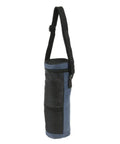 Top Shelf 2 Liter Oxford Insulated Cooler Bag With Long Grip Lightweight Bottle And Can Hauler Grab And Go Drink Carrier Perfect For Camping Beach Or Tailgate Vibes Blue, side view with adjustable strap.