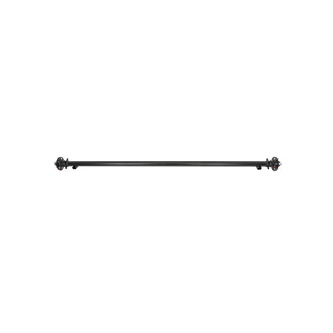 Rock Solid 3500 Pound Trailer Axle With 5x4.5 Bolt Pattern And 9.5 Inch Hub Face, black powder coated steel, for RV upgrades.