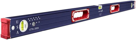 Pro Grade 48 And 16 Inch Precision Level Set With Shock Absorbing End Caps Patriotic Red White Blue Design And Bullseye Vials Built Tough For Serious Framing And Weekend Repairs