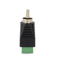 Plug To Speaker Wire Adapter With Screw Terminal Connector 4 Pack Solderless Connectors For 20 24 AWG Wire No Solder Needed For Quick Speaker Installations CCTV Microphones Or Cameras, RCA male to screw terminal adapter, black and green