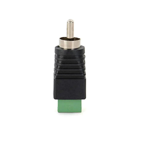 Plug To Speaker Wire Adapter With Screw Terminal Connector 4 Pack Solderless Connectors For 20 24 AWG Wire No Solder Needed For Quick Speaker Installations CCTV Microphones Or Cameras, RCA male to screw terminal adapter, black and green