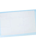 Hella Soft Disposable Bed Pads For Adults Heavy Absorbent Underpad With Odor Blocking Fluff Pulp Super Gentle On Skin Top Pick For Maternity Recovery Baby Changing And Sweet Dreams 10 Pack Large, large white underpad with blue borders.