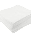 Top Shelf White Fiber Cleanroom Wipers 600 Count Bulk Pack Lint Free Four By Four Inch Cloths stacked neatly for precision cleaning.