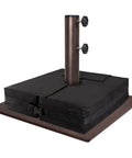 Heavy Duty Square Umbrella Base With Steel Plate Stand For Patios Up To 160 Lbs, Reddish Brown Finish, Weather Resistant Outdoor Stand
