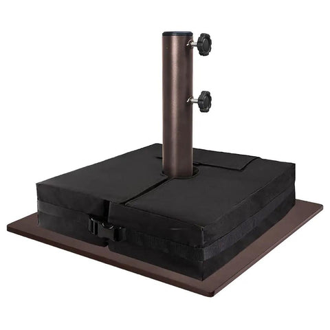 Heavy Duty Square Umbrella Base With Steel Plate Stand For Patios Up To 160 Lbs, Reddish Brown Finish, Weather Resistant Outdoor Stand