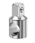 Chrome-plated socket adapter converting 3/8in to 1/2in with square drive for ratchets
