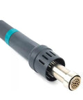 Nozzle of hot air rework station with digital temperature control and thermal blower, ideal for PCB repair and precision rework.