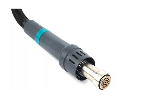 Nozzle of hot air rework station with digital temperature control and thermal blower, ideal for PCB repair and precision rework.