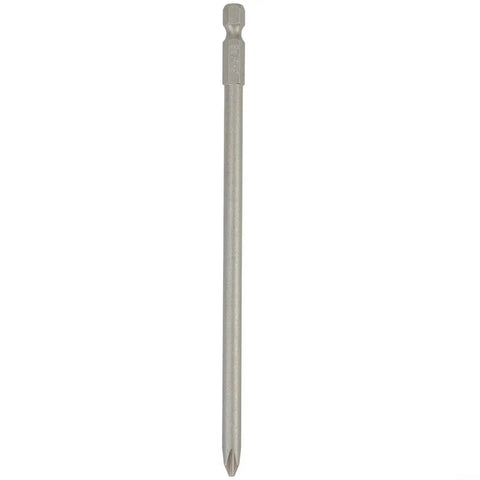 5 Piece Long Screwdriver Bits Set With Strong Magnetic Hold And Extra Tough Alloy Steel Construction For Electric Drill Driver Manual Use Featuring 1/4 Inch Hex Shank PH1 And PH2 Tips For Super Fast High Torque Fastener Jobs That Rock. single long alloy steel PH2 magnetic screwdriver bit, 150mm 1/4 inch hex shank