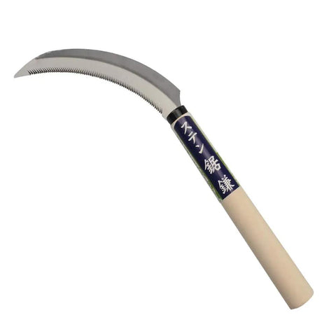 Grass Sickle Handheld Garden Tool With Wooden Handle And Light Serration, 6.5 Inch Stainless Steel Blade For Quick Cuts