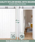 Heavy Duty Bi Folding Sliding Barn Door Hardware Kit For Four 21 Inch Panels, 88 Inch Track shown in living area