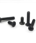 Top Tier Mini Screw Assortment Kit With 18 Assorted Sizes High Hardness Carbon Steel Black Fasteners, featuring 5 black screws.