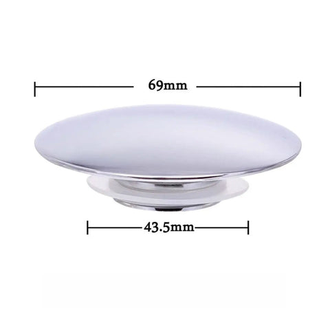 Copper Pop up Bathtub Drain Stopper for Bathroom Home Use with silver finish, measuring 69mm and 43.5mm across.