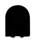 Heavy Duty Plastic Toilet Seat With Silent Soft Close Hinges, Standard Size Duroplast Build, black front view.