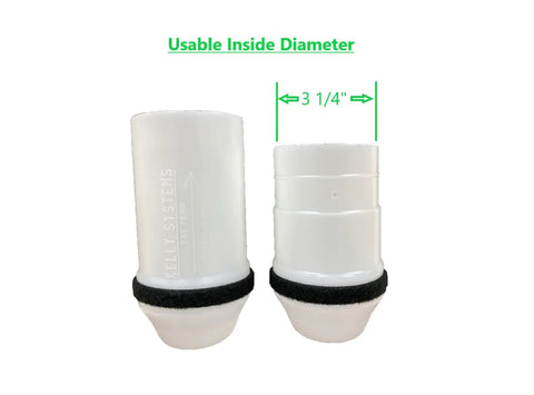 High Quality 2 Pack 4 Inch OD Telescoping Carrier For Kel2020 Pneumatic Tube System, showing 3 1/4" usable inside diameter.