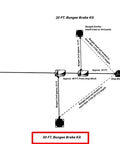 Diagram of 30 Ft Bungee Brake Kit showing installation layout and measurements for zip line setup, top view