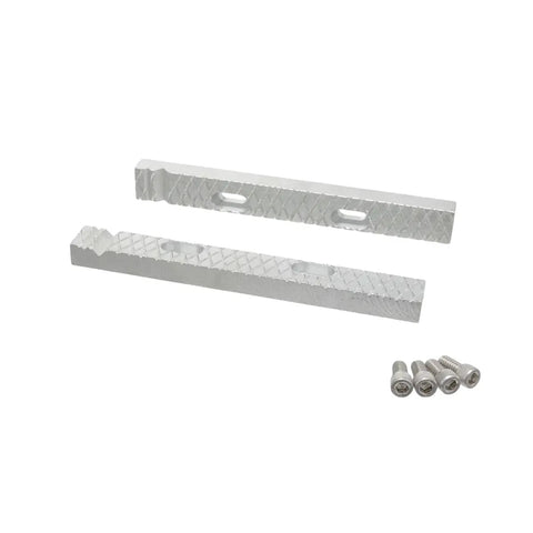 Heavy Duty Vise Jaw Set For Vintage American Vises Six And One Half Inch Wide And Three Quarter Inch High Half Inch Thick Alloy Steel Hardened To HRC 60 Fits Craftsman Fuller And Columbia Vises With Mounting Holes Two And Half To Three And Half Inches, two jaw plates and screws