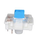 Low Profile Blue Mechanical Keyboard Switches 30 Pack For Hot Swap Keyboards Clicky And Tactile Feedback 1.2mm Actuation 3.0mm Travel 50gf Force MX Style Stem Backlit Ready Ideal For Custom Builds And Redragon Boards, side view