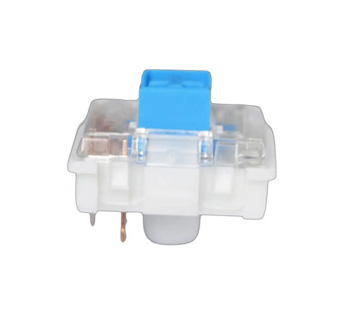 Low Profile Blue Mechanical Keyboard Switches 30 Pack For Hot Swap Keyboards Clicky And Tactile Feedback 1.2mm Actuation 3.0mm Travel 50gf Force MX Style Stem Backlit Ready Ideal For Custom Builds And Redragon Boards, side view