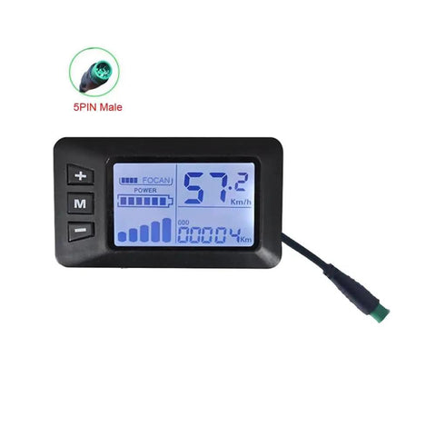 G51 LCD Display for Ebike Replacement Meter with 5 Pin Waterproof Plug displaying speed and odometer for 24 36 48V Bikes