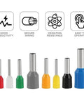 Front view of 300-Piece Assorted Wire Ferrules And Terminal Kit, Copper Insulated Crimp Connectors for AWG 22 to 10.