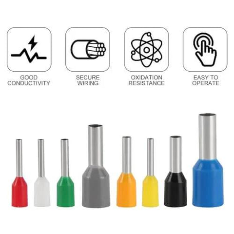 Front view of 300-Piece Assorted Wire Ferrules And Terminal Kit, Copper Insulated Crimp Connectors for AWG 22 to 10.