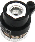 Hot Racing CNC aluminum 20T servo saver for Losi Mini-T-B 2.0, black with silver knurled base