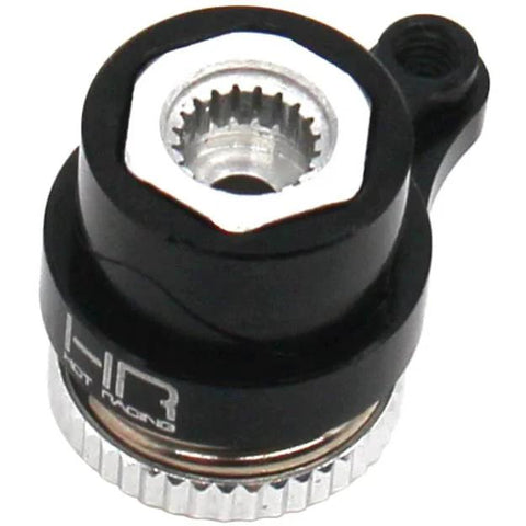 Hot Racing CNC aluminum 20T servo saver for Losi Mini-T-B 2.0, black with silver knurled base