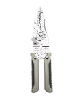 Rugged Stainless Steel Wire Stripper And Cable Cutter Pliers with gray comfort grip handles and multi function design.