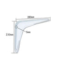 Rock Solid White Wall Mount Shelf Brackets Heavy Duty L Angle Furniture Supports Rust Resistant Waterproof Metal Hardware 2 Pack showing dimensions.