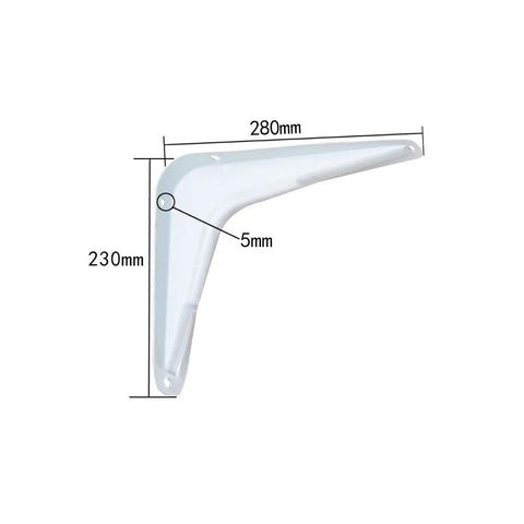 Rock Solid White Wall Mount Shelf Brackets Heavy Duty L Angle Furniture Supports Rust Resistant Waterproof Metal Hardware 2 Pack showing dimensions.