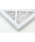 Corner view of a 14 By 24 By 1 Inch MERV 8 Wire Backed Pleated Air Filter For HVAC And Furnace Replacement with paperboard frame.