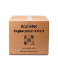 Cardboard box labeled 'Upgraded Replacement Part' for Upgraded 115V Small Electric Sump Pump Direct Fit Replacement For Nortec Dehumidifier.