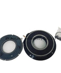 Front view of electromagnetic brake set: dry single-plate, DC24V, black housing with bearing bore and screws