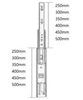 Diagram showing dimensions of Soft Close Cabinet Drawer Slides with 3 Fold Full Extension, Side Mount Track Glides, various sizes listed.