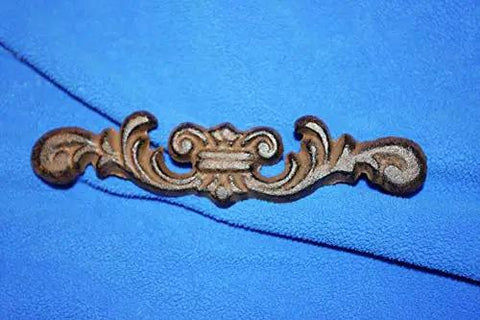 Straight Up Classic Victorian Swirl Cast Iron Drawer Pulls Set Of 20 For Furniture And Cabinet Restoration 6 1/4 Inch Brown Door Handle with swirl design on blue background.