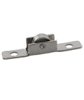 12 Pack Sliding Door Window Pulley Wheel 43x7mm Silver Universal Metal Roller for cabinets, drawers, wear resistant nickel plated steel front view.