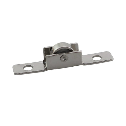 12 Pack Sliding Door Window Pulley Wheel 43x7mm Silver Universal Metal Roller for cabinets, drawers, wear resistant nickel plated steel front view.
