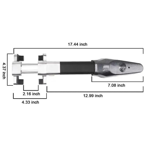 Secure Your Daily Rig With This Motion Activated Steering Wheel Lock Featuring A Smart Vibration Alarm That Screams When Snatchers Mess With Your Ride. Compatible With Chevrolet Volt Bolt Euv And Blazer Ev Models. - Dimensions and materials of the steering wheel lock.
