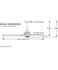 Hanging dimensions of Fanimation Spitfire 84 In Ceiling Fan, Satin Brass, Matte White, Light with 12" downrod.