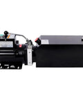 Heavy-Duty 220V AC Hydraulic Power Unit With 10 Quart Reservoir side view showing single phase lift pump for auto shop equipment.