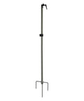 Badass Slick Adjustable Steel Hunting Trail Camera Stand Ranging 34 Inches Tall with 360 Swivel and 270 Tilt showing steel construction and pronged base.