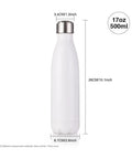 17 Oz White Stainless Steel Sublimation Water Bottles Blanks Tumbler Vacuum Flasks With Lids, Ready For Heat Press Sublimation