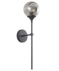 Sleek Smoke Grey Glass Globe Wall Sconce In Black Matte Finish With Slim Long Wall Mount Lamp Vintage Industrial Vibe For Hallway Stairs And Bathroom Modern Farmhouse Lighting