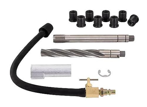 CalVan Tools 38900 two-valve Ford Triton spark plug thread repair kit with steel rods, hose and fittings