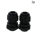 Two Pack Waterproof PG9 Cable Glands, Plastic Cable Joints Adjustable Connector For 4-8mm Cable Diameter, Black, 2pcs