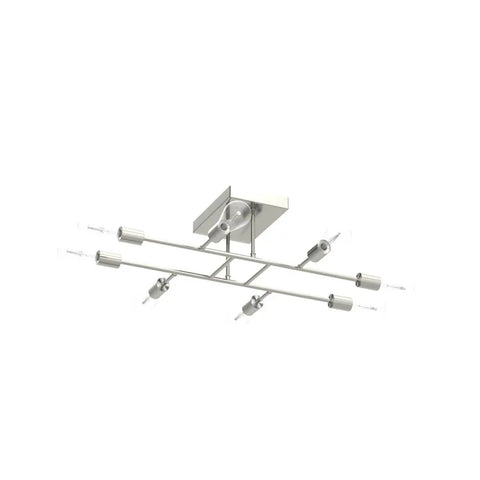 8 Light Modern Sputnik Ceiling Light In Brushed Nickel, Vintage Metal Chandelier, Semi Flush Mount, E26 Bulb Compatible
